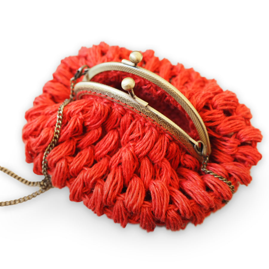 Red Hand Crochet Linen Purse Mini from Amano by Lorena Laing