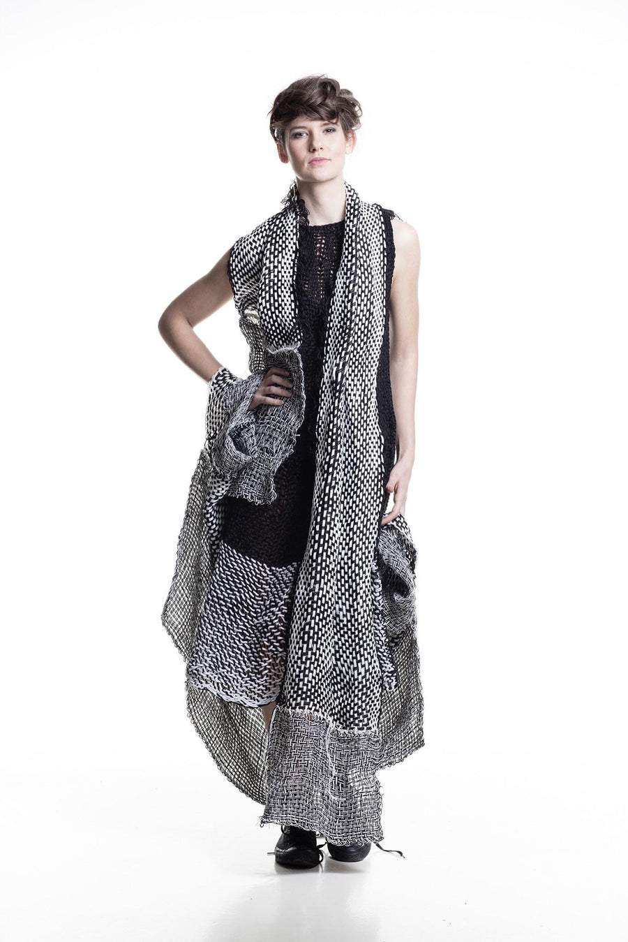 Amano distressed linen, loom woven bell dress