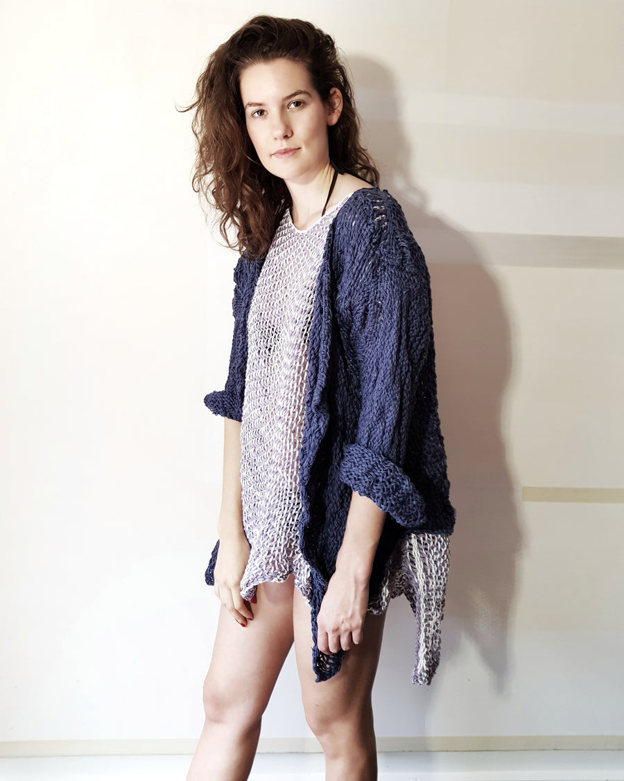 Amano Hand Woven distressed linen tux top