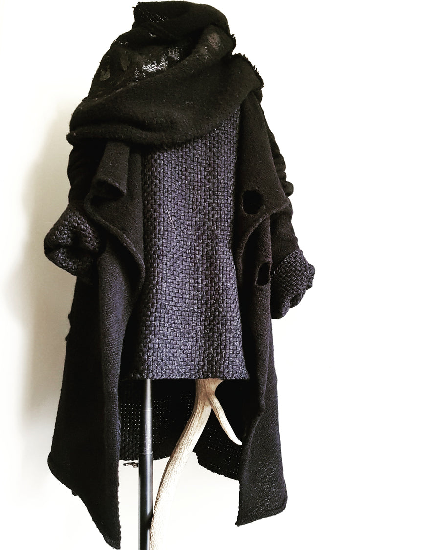Amano merino/silk basket weave tux tunic