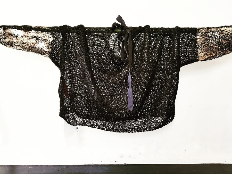 Amano Handknit Linen Batwing Sweater With Foil