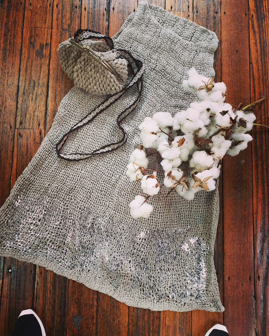 Amano distressed linen, loom woven bell dress