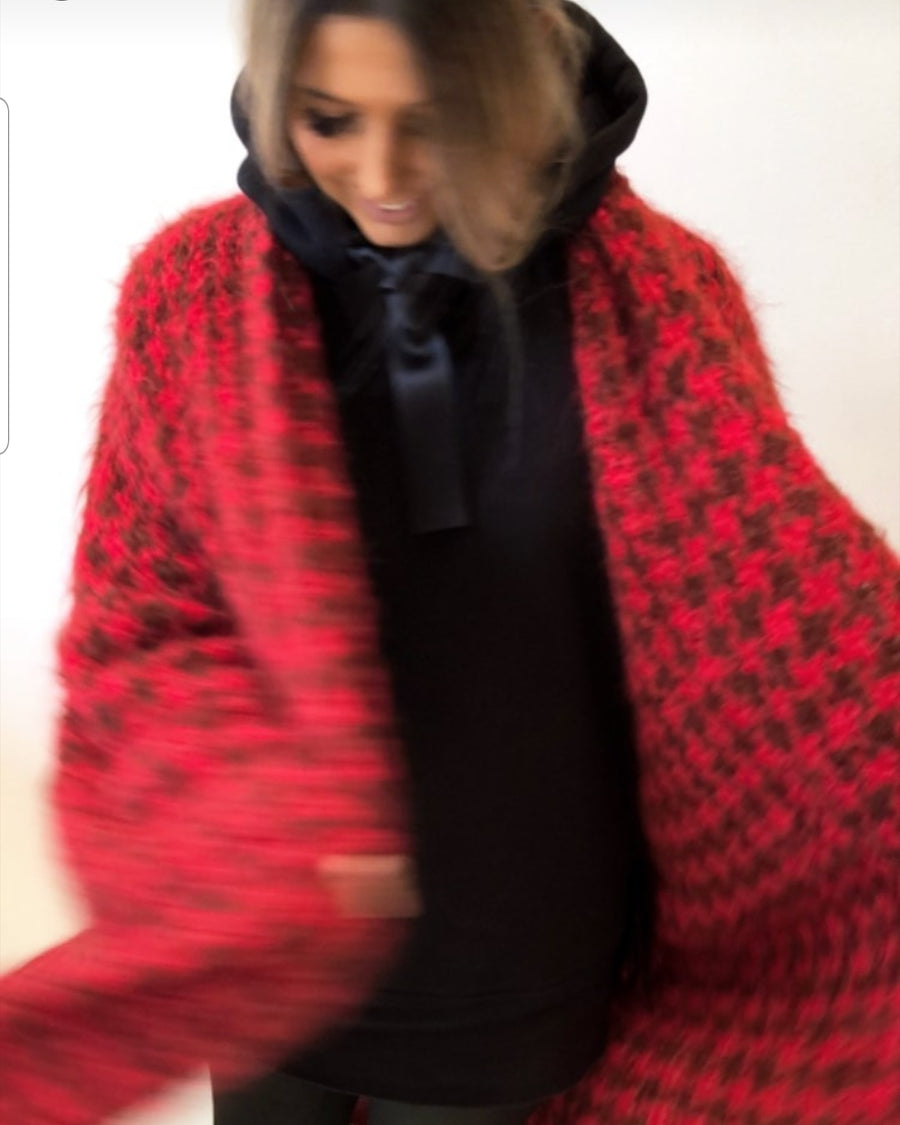 Amano maxi coat in baby houndstooth