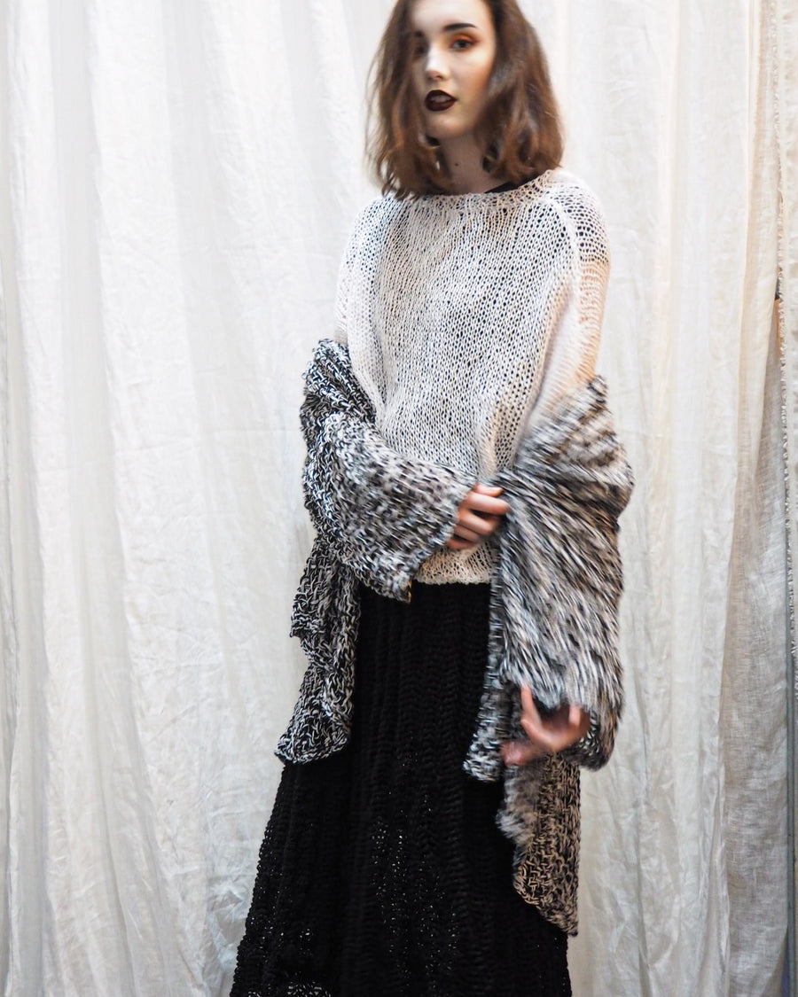 Amano Handknit Linen Batwing Sweater With Foil