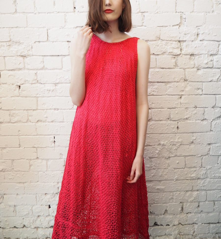Amano loom linen maxi dress with foil print