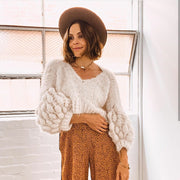 Amano Alpaca handcrochet crop pom-pom sweater