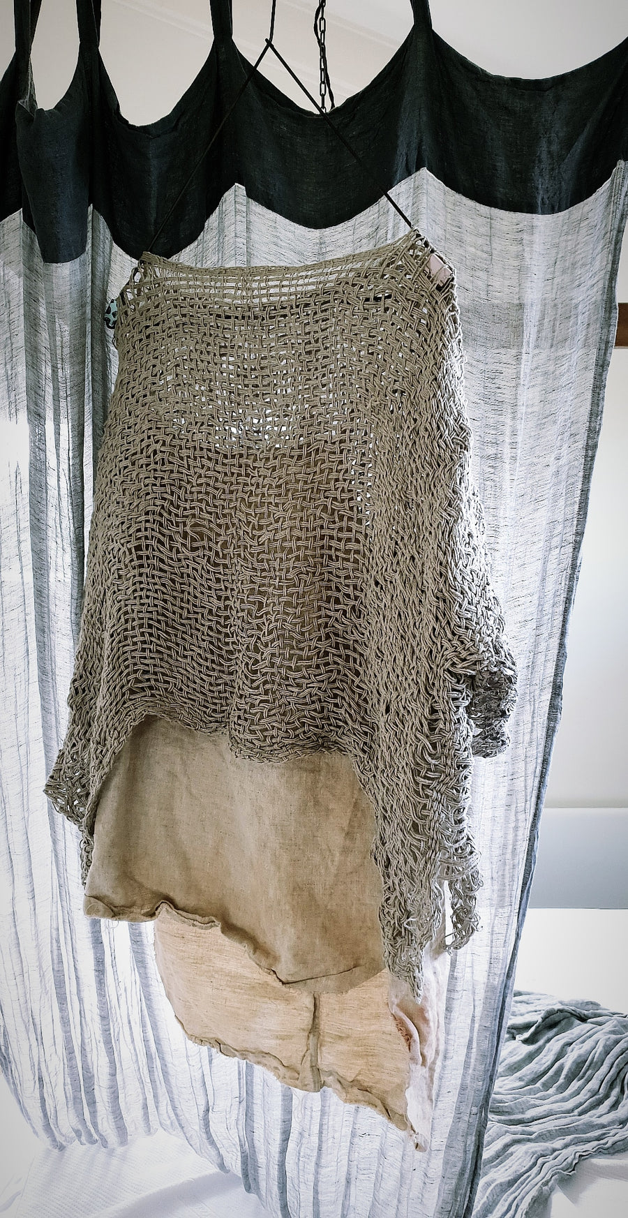 Amano hand loom linen top - ecru white