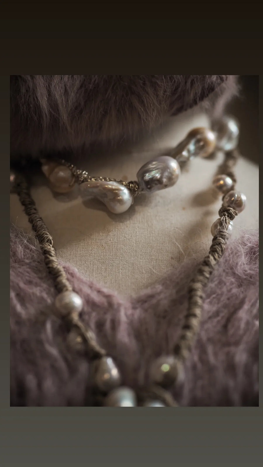 South Sea Baroque Pearl Necklace With Silk (Multicolour Pearls)