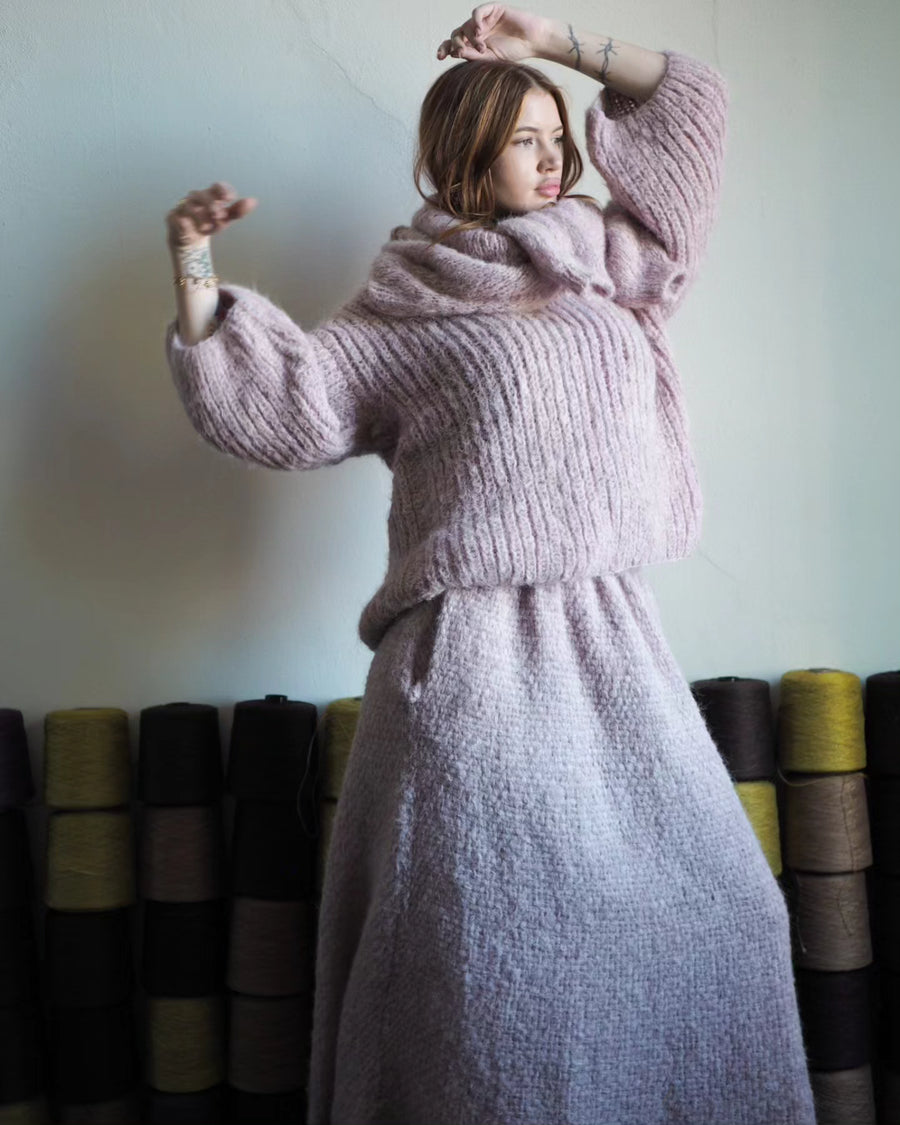 Chunky Hand Knit Sweater With Funnel Collar Amano by Lorena Laing Chunky Hand Knit Sweater With Funnel Collar Amano by Lorena Laing