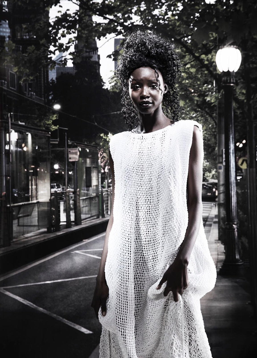 Hand Loom Maxi Dress (Linen) With Foil Print Amano by Lorena Laing Hand Loom Maxi Dress (Linen) With Foil Print Amano by Lorena Laing