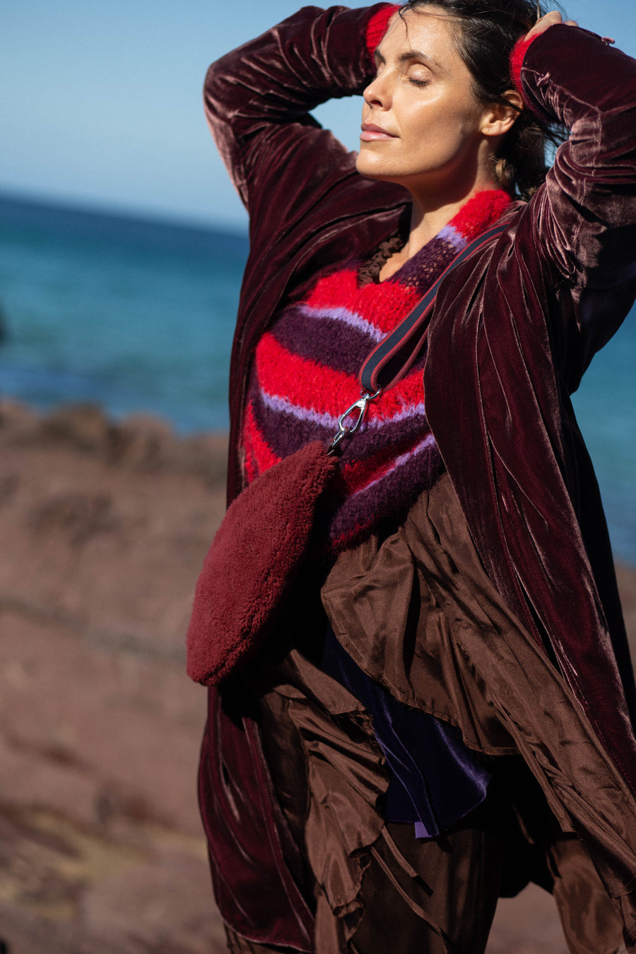 Handknit variegated stripe batwing sweater