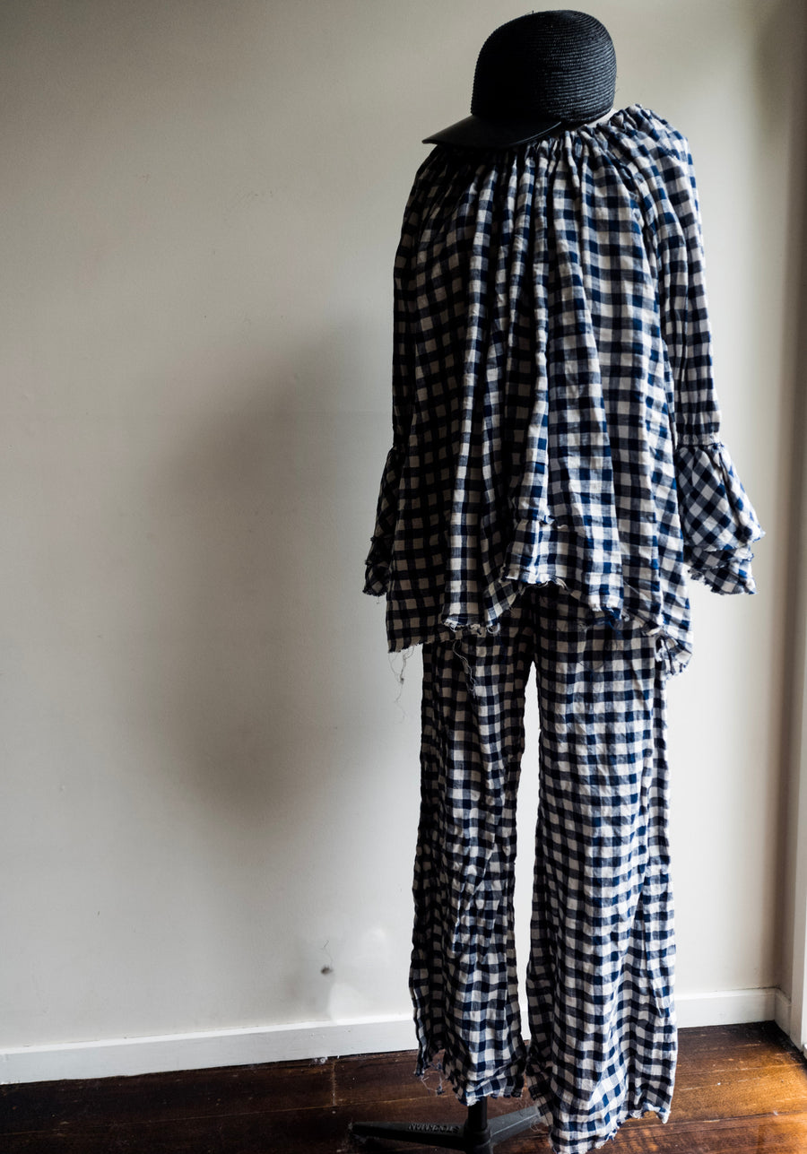 Amano linen culotte pant - gingham Check