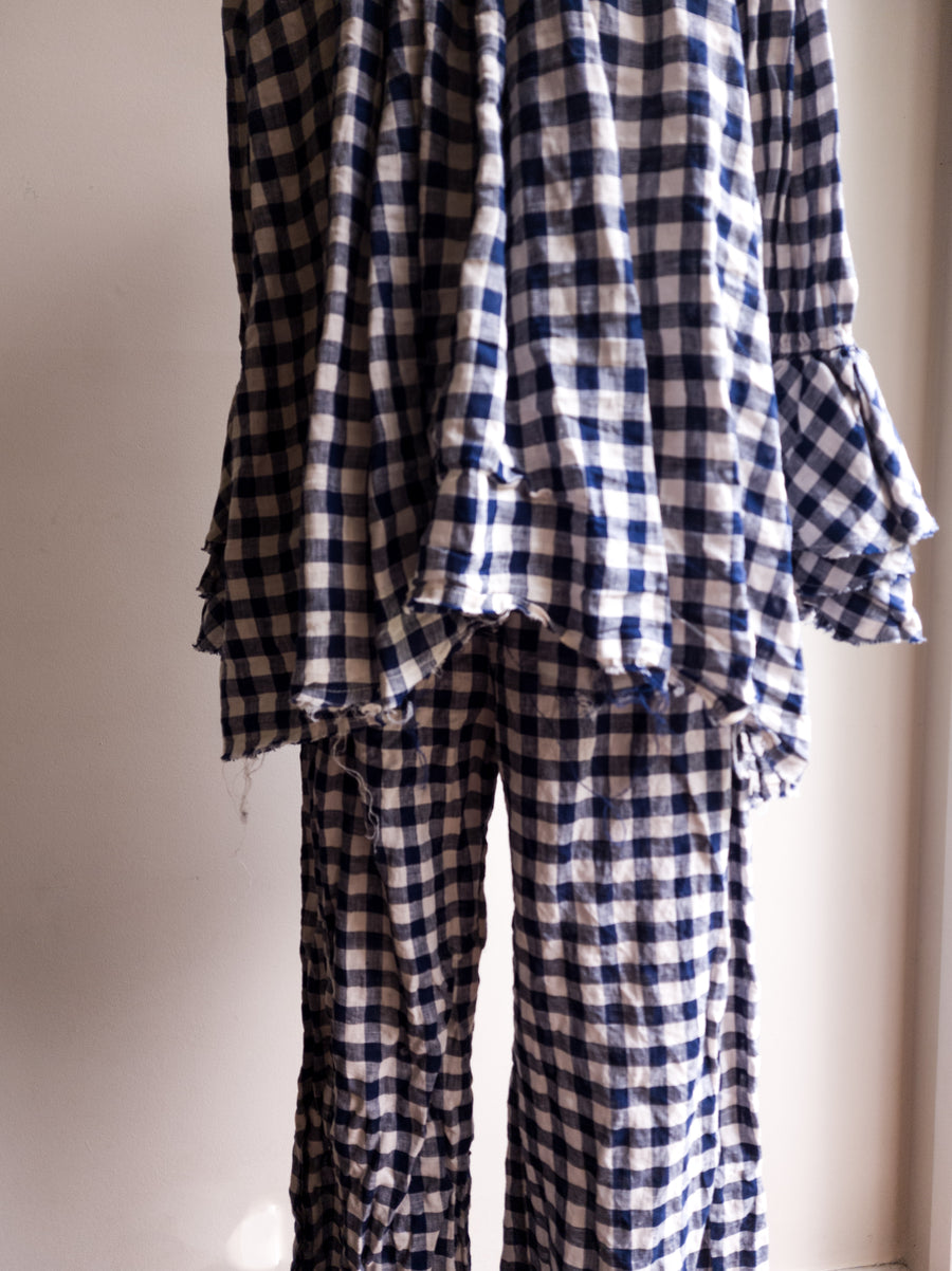 Amano linen culotte pant - gingham Check