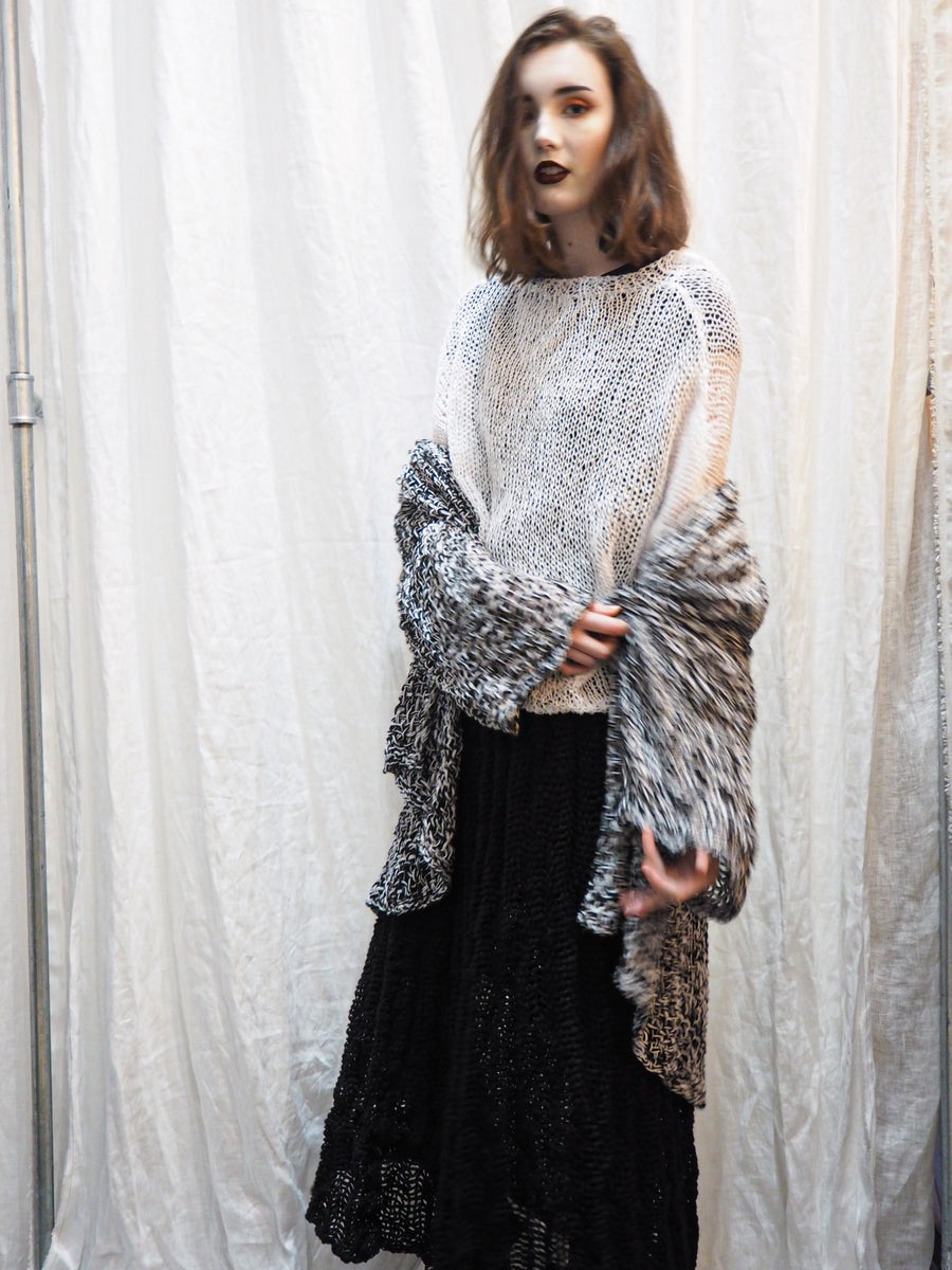 Amano handknit linen batwing sweater with foil