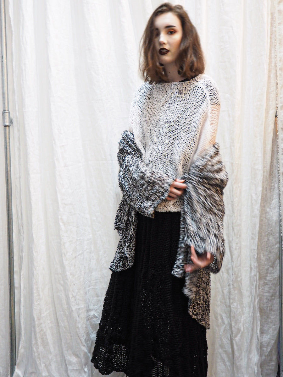 Amano Handknit Linen Batwing Sweater With Foil