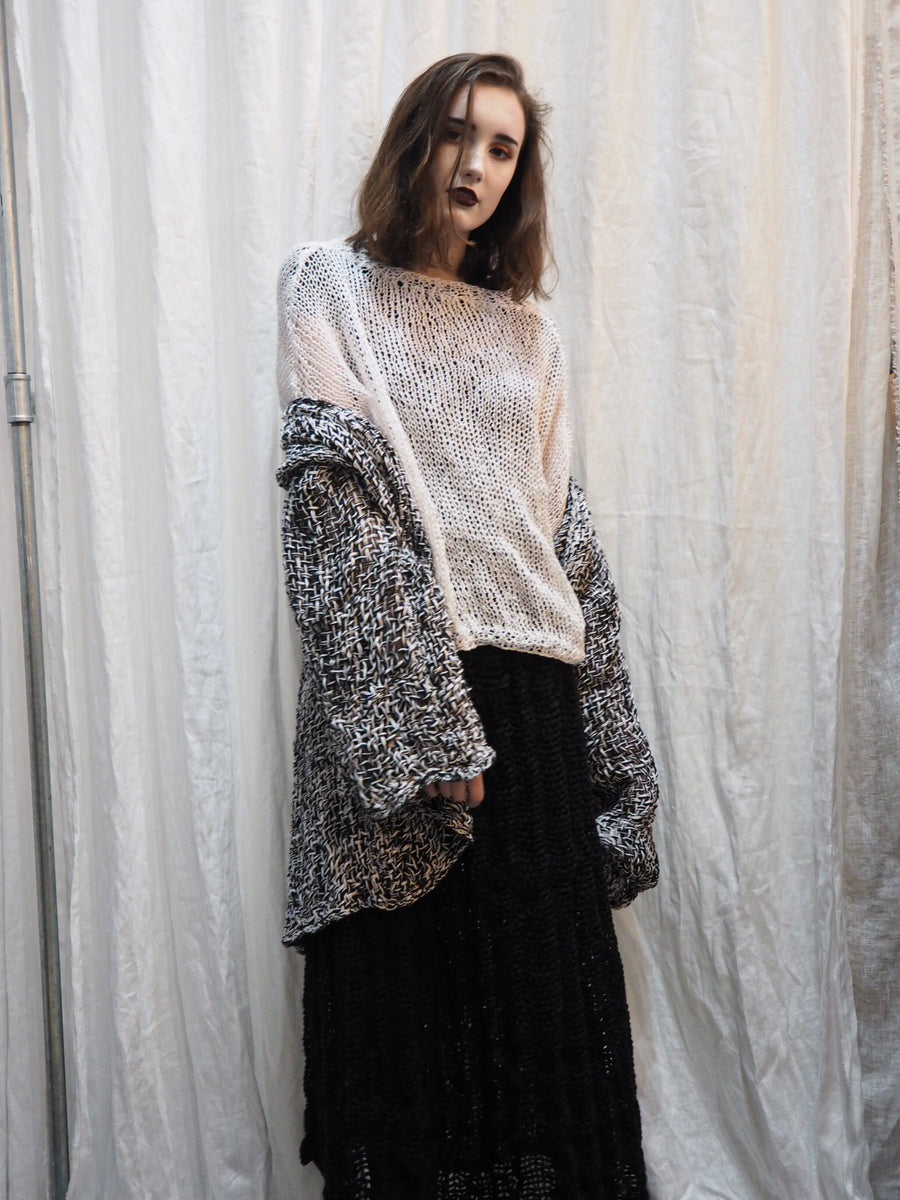Amano Handknit Linen Batwing Sweater With Foil