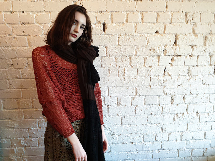Amano Handknit Linen Batwing Sweater With Foil
