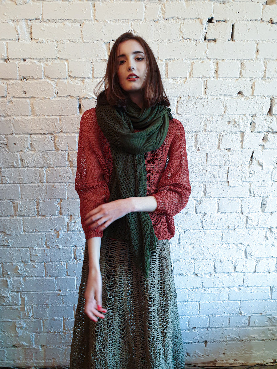 Amano Handknit Linen Batwing Sweater With Foil