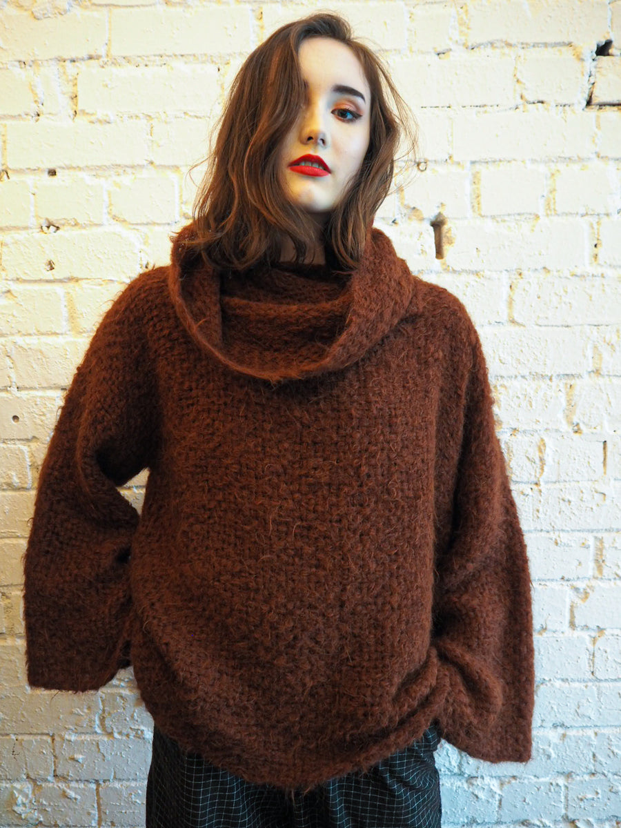 Amano Alpaca Handwoven Funnel Neck Sweater