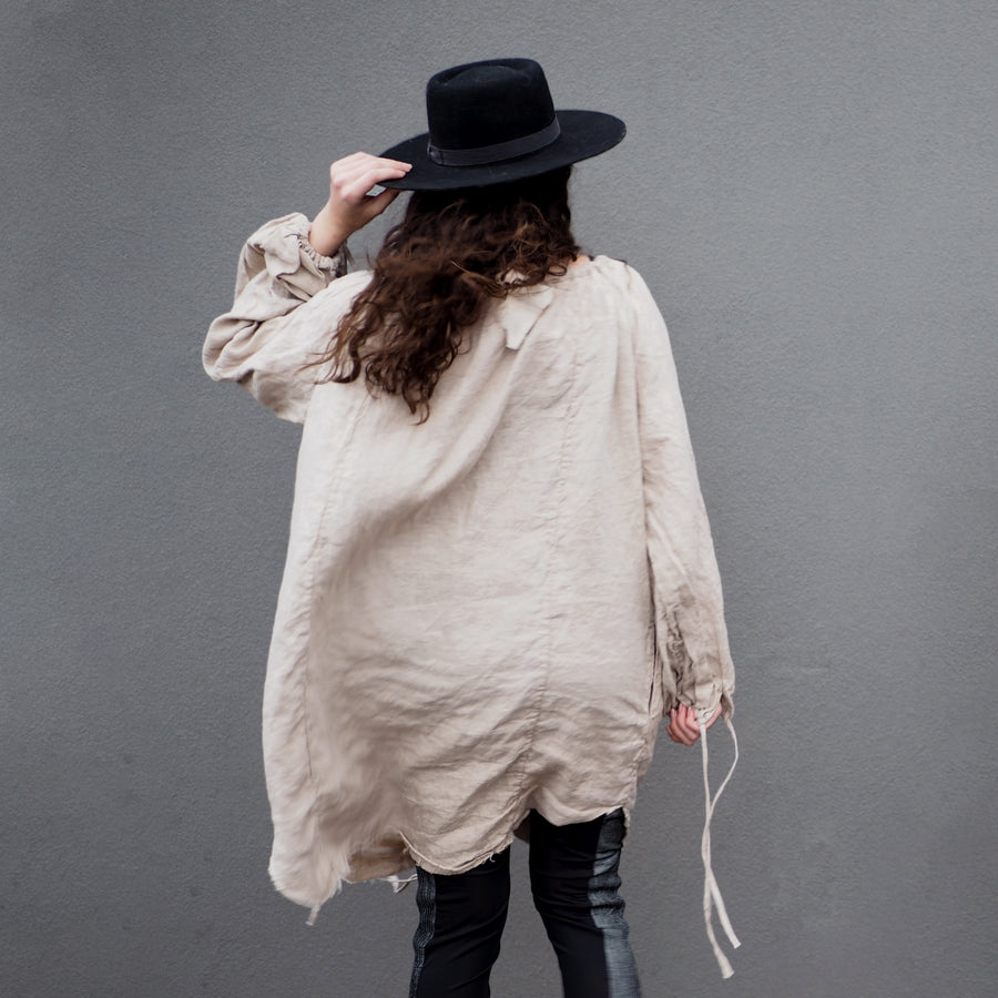 Back of Natural Flounce Blouse (Linen) | Amano by Lorena Laing