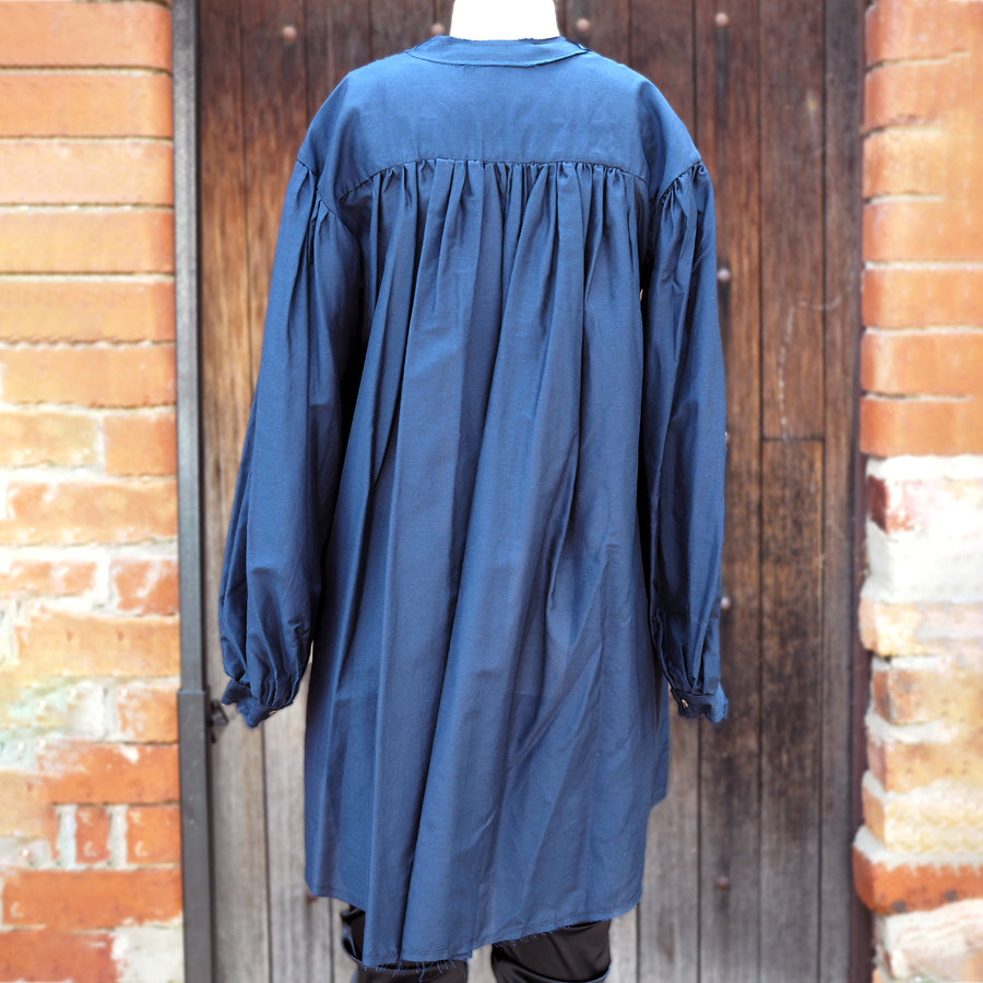 Back of Navy Blue Pintuck Shirt (Silk) | Amano by Lorena Laing
