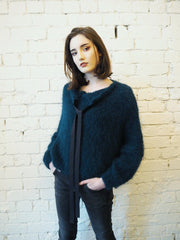 Hand knit batwing sweater (alpaca) - Ocean Green