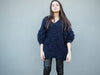 Hand Crochet Bluson With Pompom Sleeves (Alpaca) - Navy