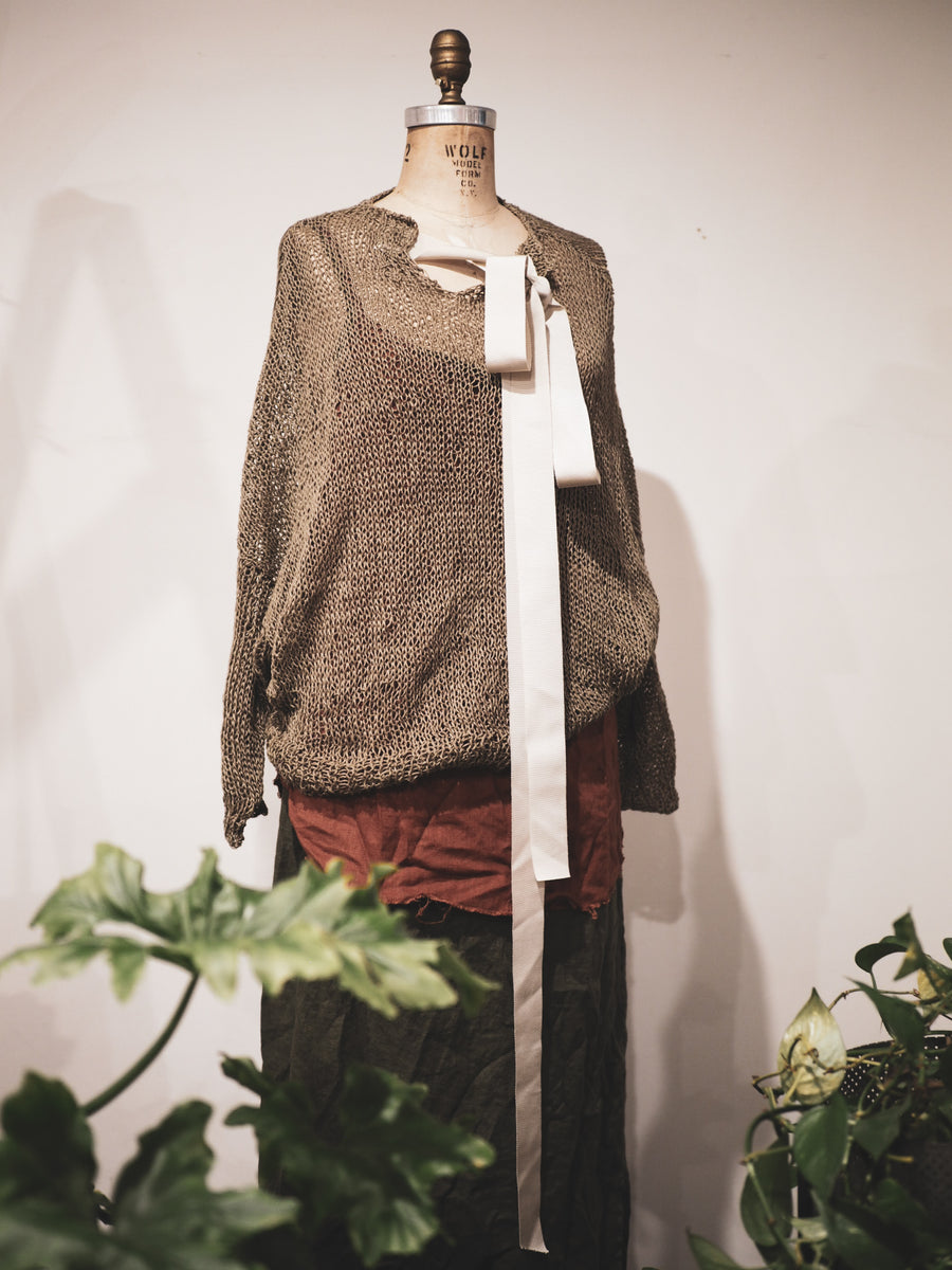 Amano handknit linen batwing sweater