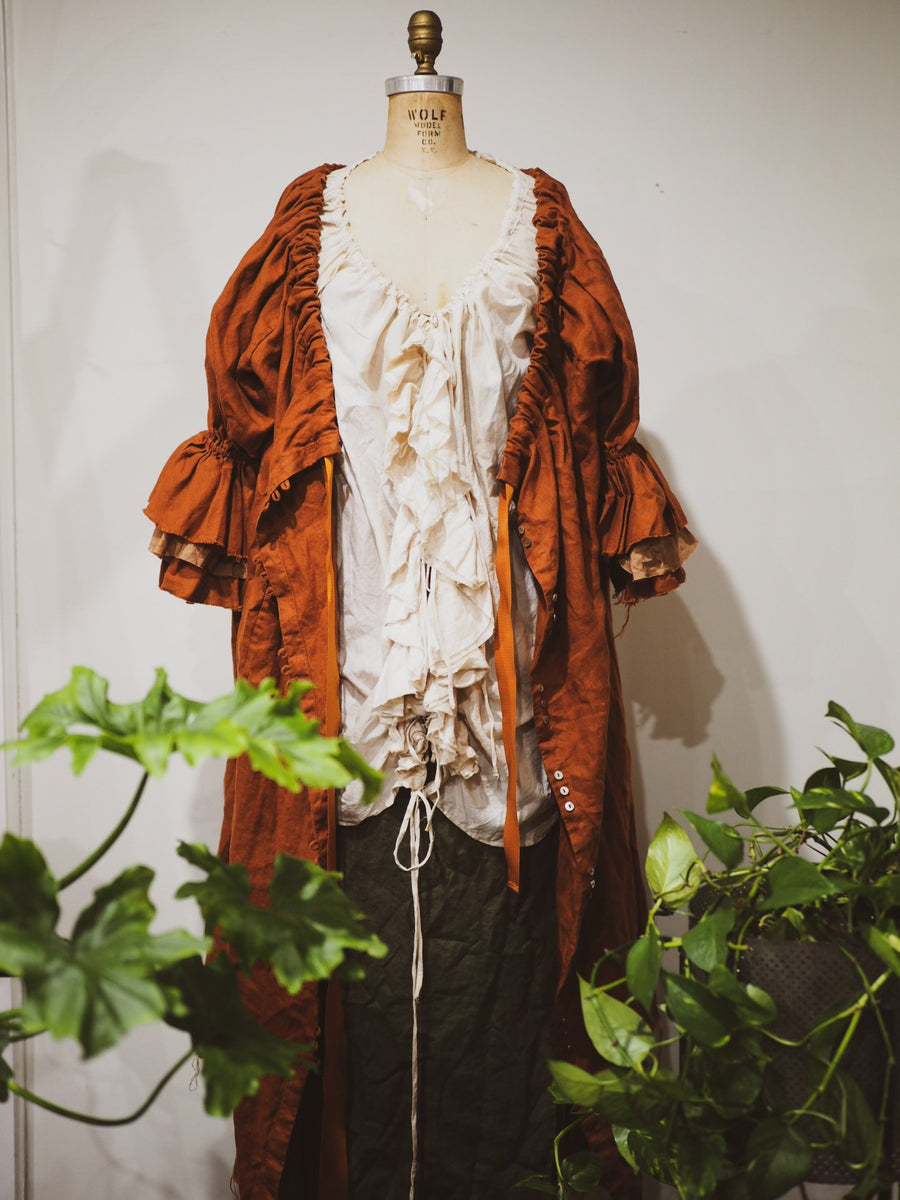 Amano linen button back dress / duster - forest