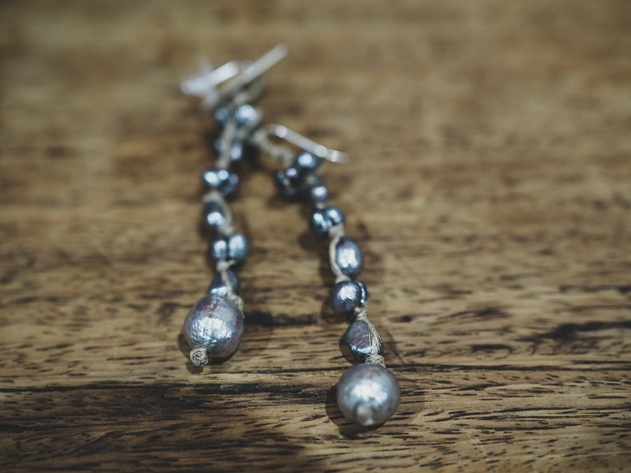 Mela baroque pearl long drop earrings