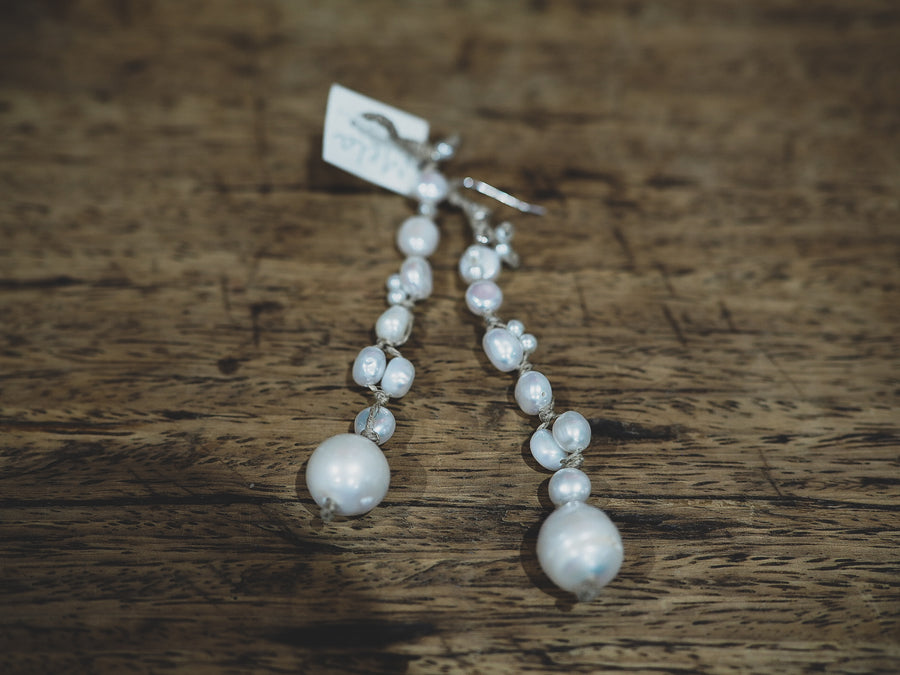 Mela baroque pearl long drop earrings