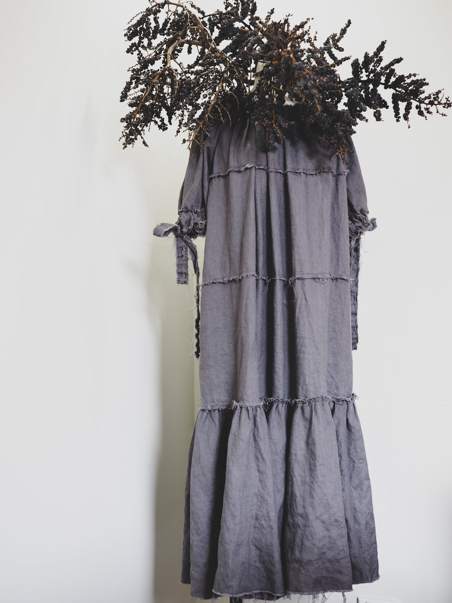 Amano linen volant dress with sleeves