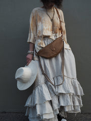 amano linen swan skirt with tiers