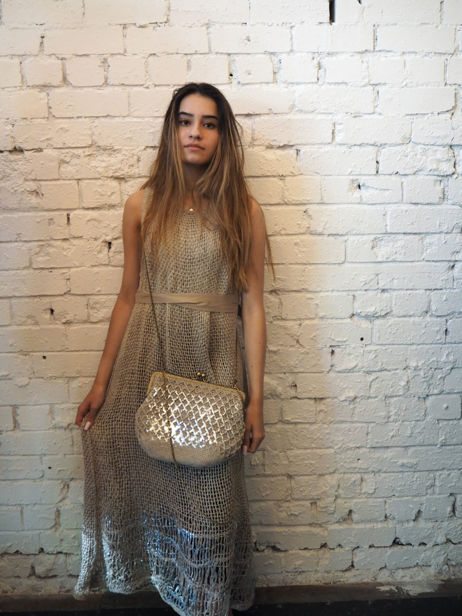 foil linen dress Indian Linen Foil Shirring Dress