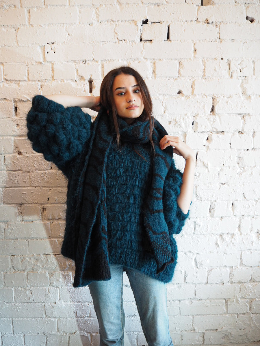 Amano hand-crochet alpaca pompom sweater