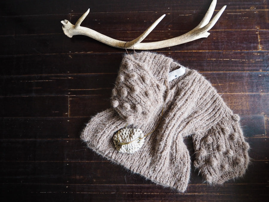 Amano hand knit alpaca popcorn sleeve sweater