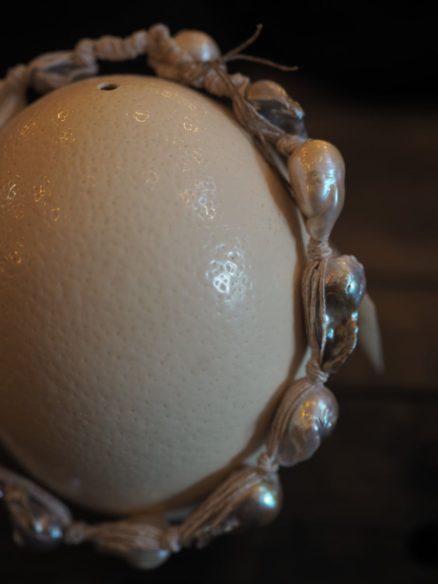 South Sea Baroque Pearl Necklace With metallic Silk (Multicolour Pearls)