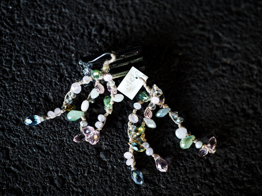 Mela pearl earrings - crystals cluster