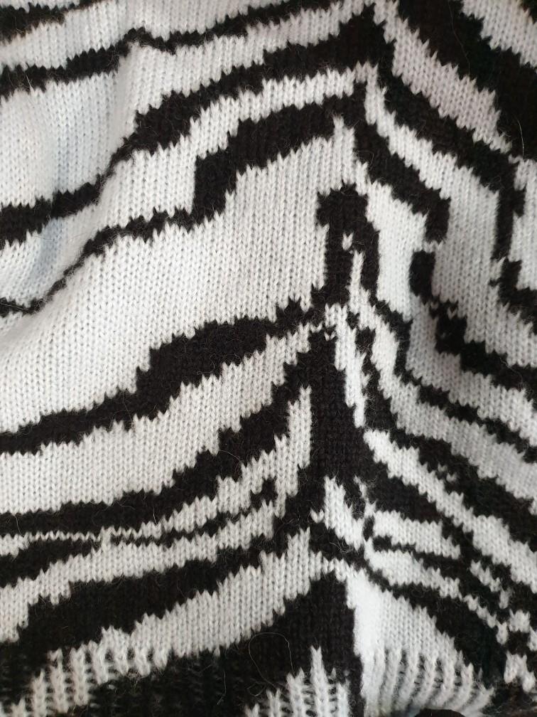 Amano colab zebra jacquard crew neck sweater