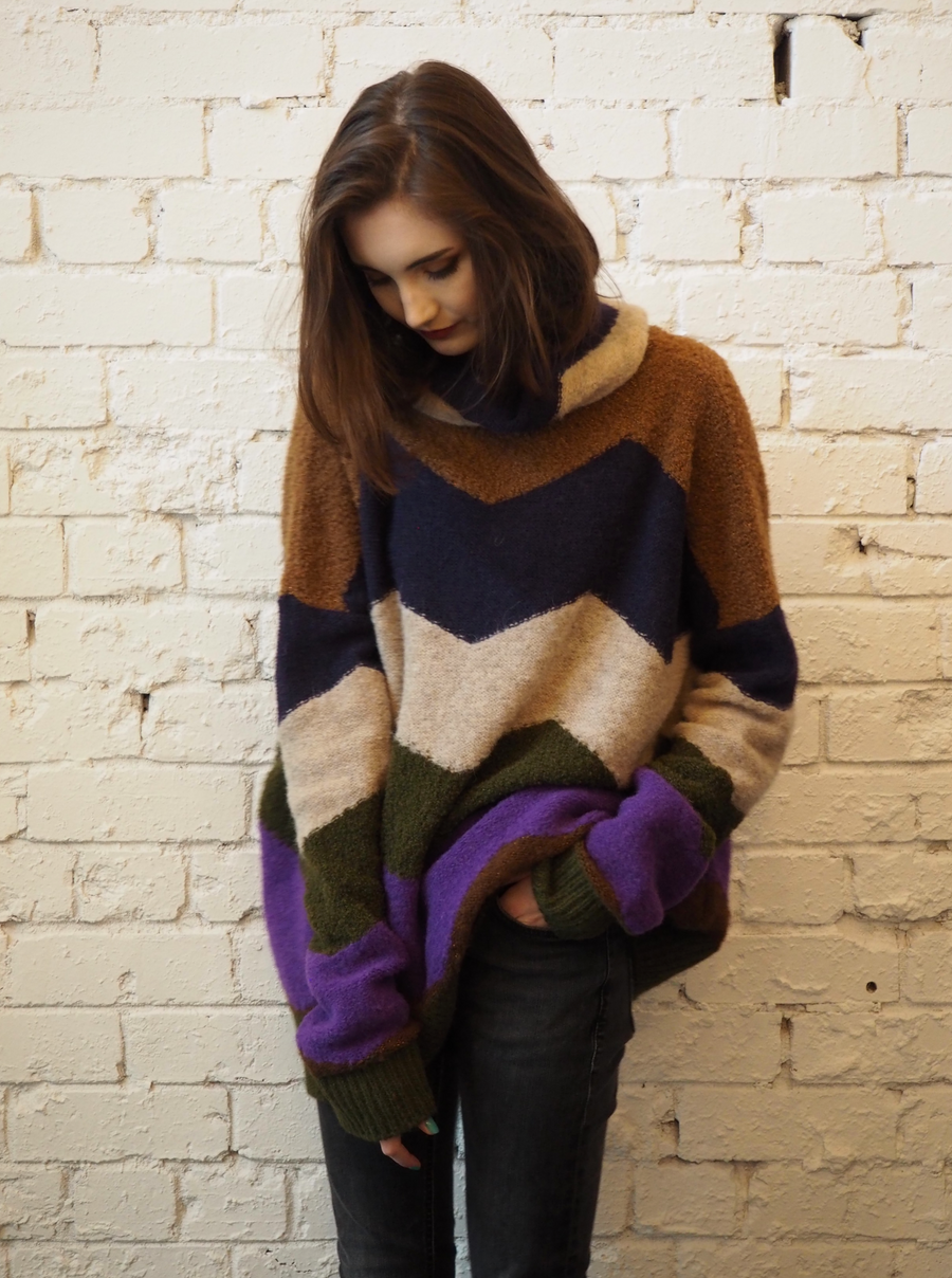 Amano colab chevron alpaca knit sweater