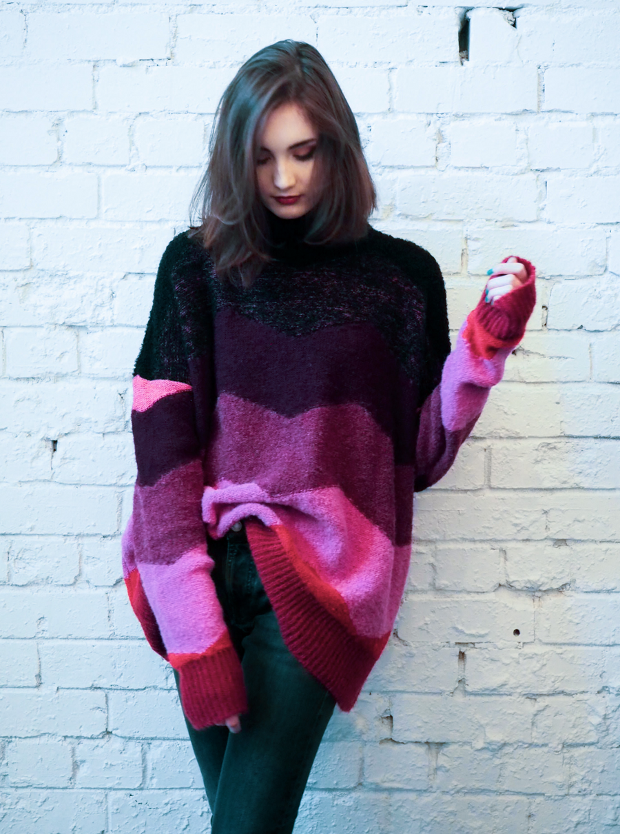Amano colab chevron alpaca knit sweater