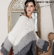Amano by Lorena Laing handknit tri colour alpaca sweater