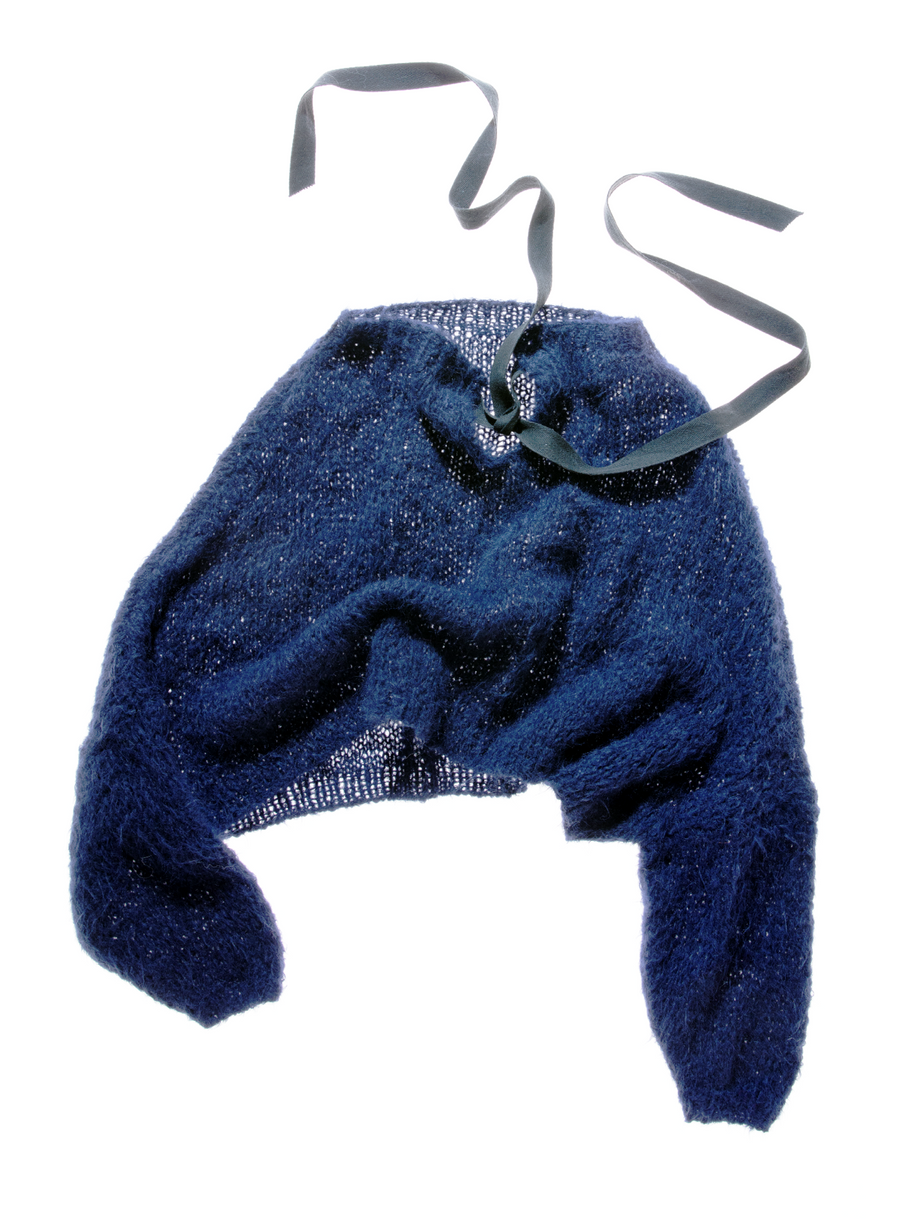 Alpaca hand knit batwing tie back sweater - Mushroom