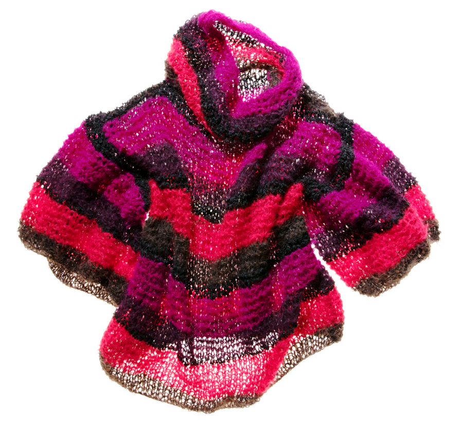 Hand knit multi colour stripe sweater