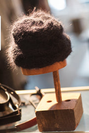 Hand knit cable beanie - Black Alpaca wool
