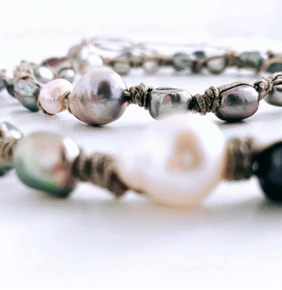 Mela pearl wrap serpentine necklace
