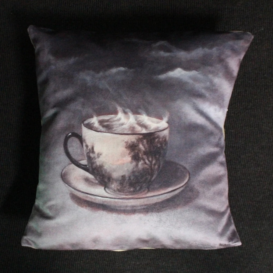 Anita Mertzlin velvet storm in a teacup cushion