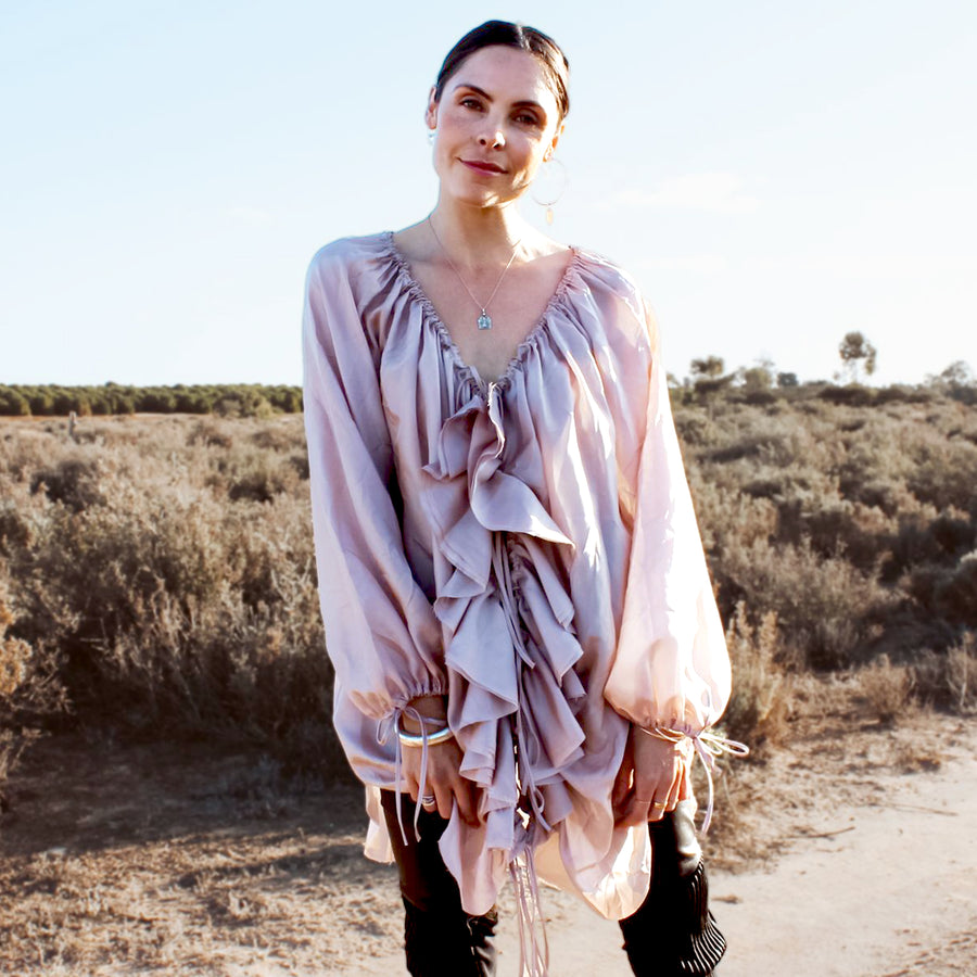 Front of Tea Rose Flounce Blouse (Silk) | Amano by Lorena Laing