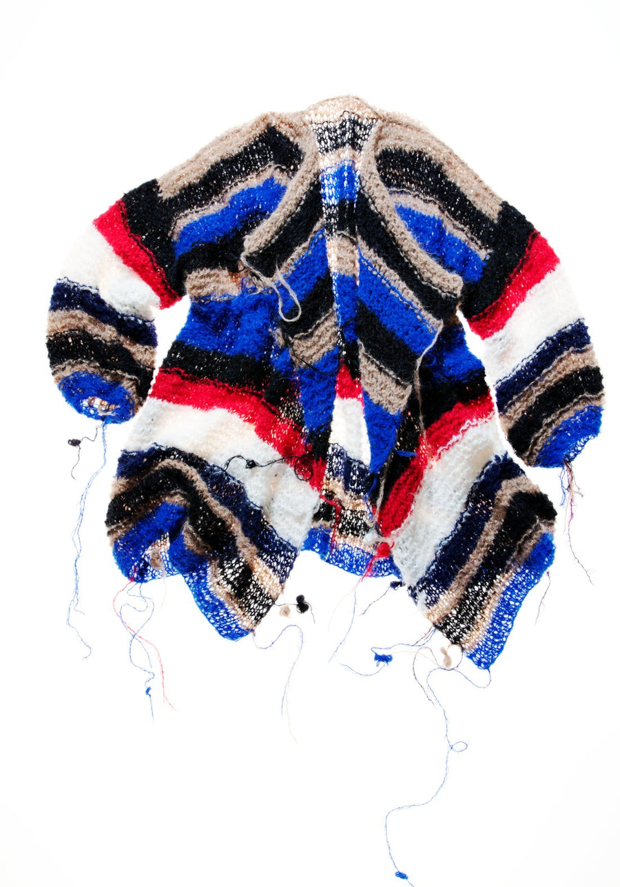 Stripe hand knit cascade cardigan