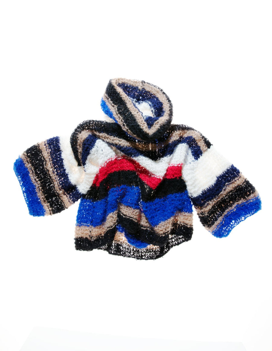 Hand knit multi colour stripe sweater